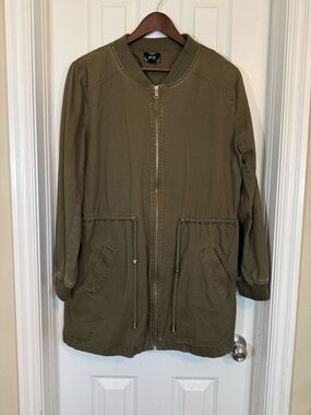 Perch By Blu Pepper Perch Olive Green Drawstring Longline Bomber Utility Jacket